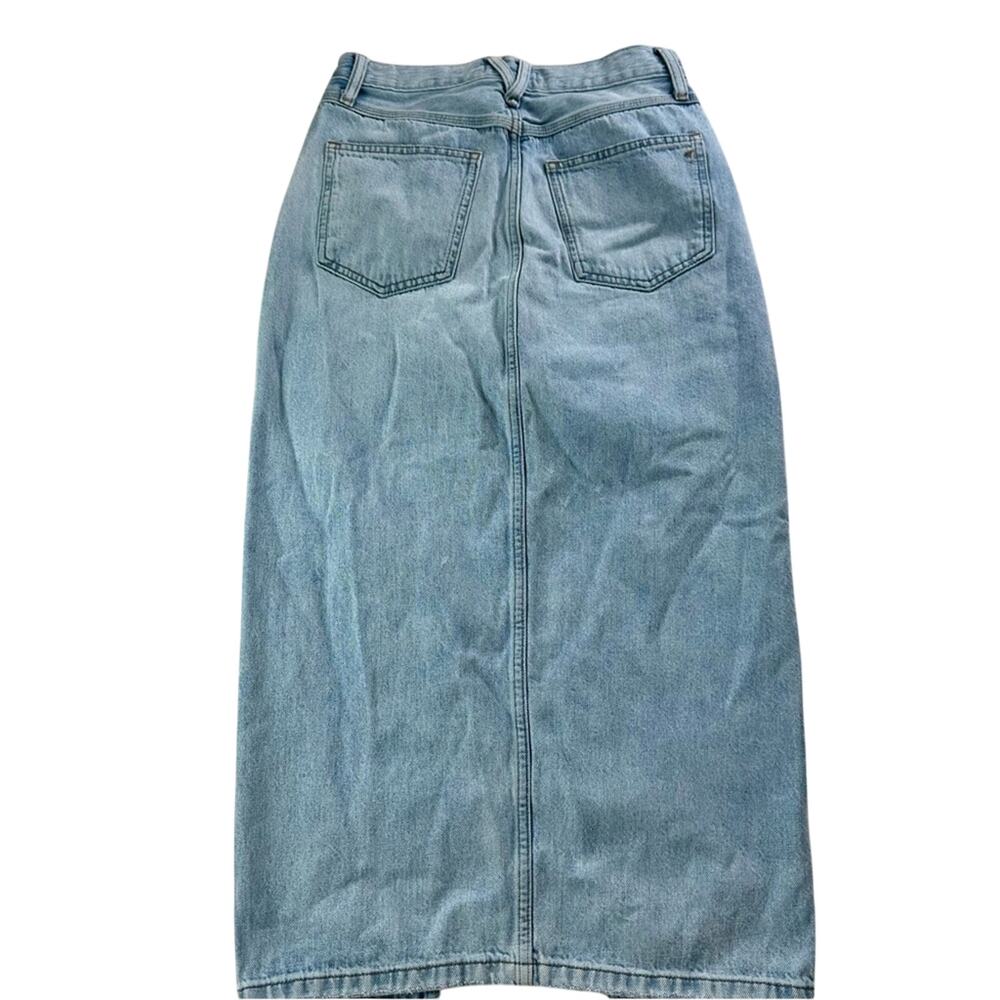 Madewell Retro Denim Midi High Split Skirt. LIGHT WASH - Picture 11 of 13